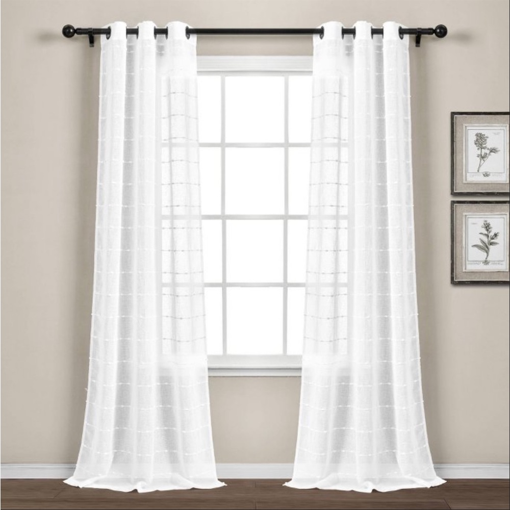 Set of 2 (95"x38") Farmhouse Textured Grommet Sheer Window Curtain Panels
Bleach